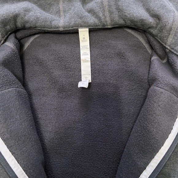Lululemon Gray Grey Scuba Hoodie Sweatshirt Full Zip Dark Heathered White logo 4 - Picture 3 of 6